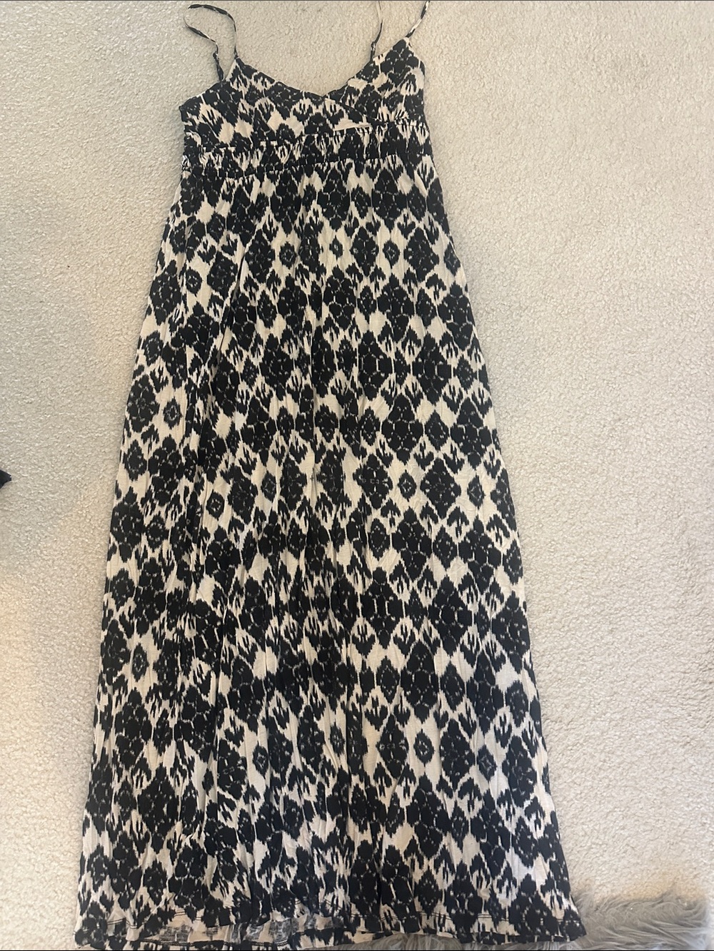 LOFT Black and White Printed Maxi Dress